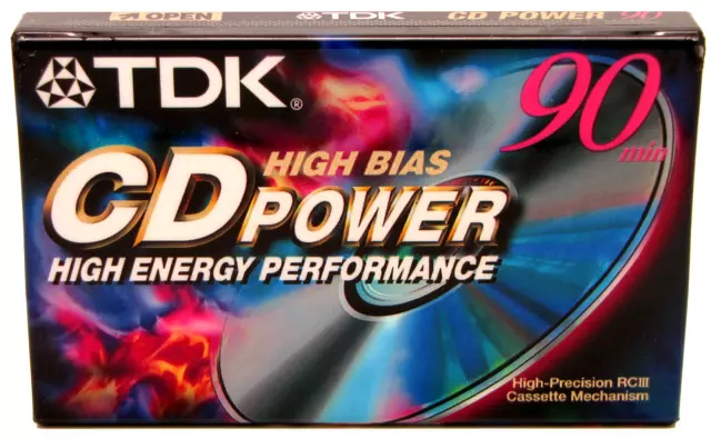 TDK CD POWER 90 Minutes Type II Chrome New Blank Audio Cassette Tape (2001) NEW