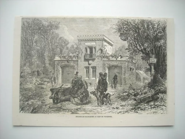 Gravure 1864. Promenade Bourgeoise Au Bois De Vincennes.