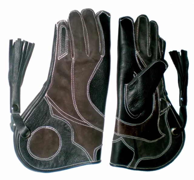 Falconry Glove Triple Skinned Nubuck Leather 12 Inch, 3 Layers (Black and Brown)