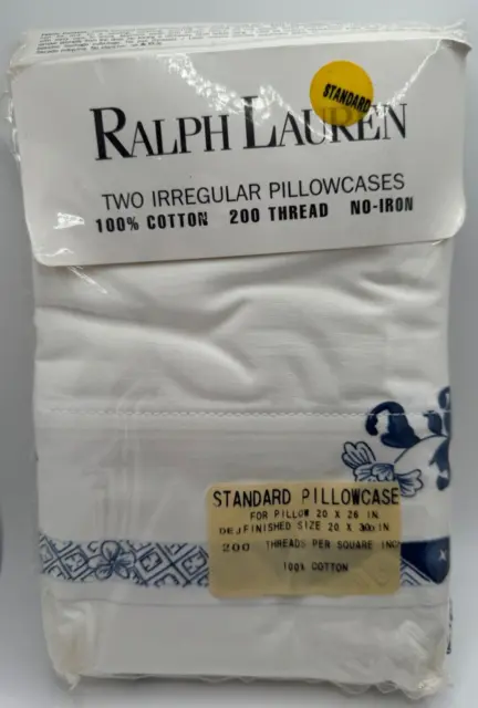 Ralph Lauren Porcelain Blue Medallion Two Standard Pillowcases Irregular