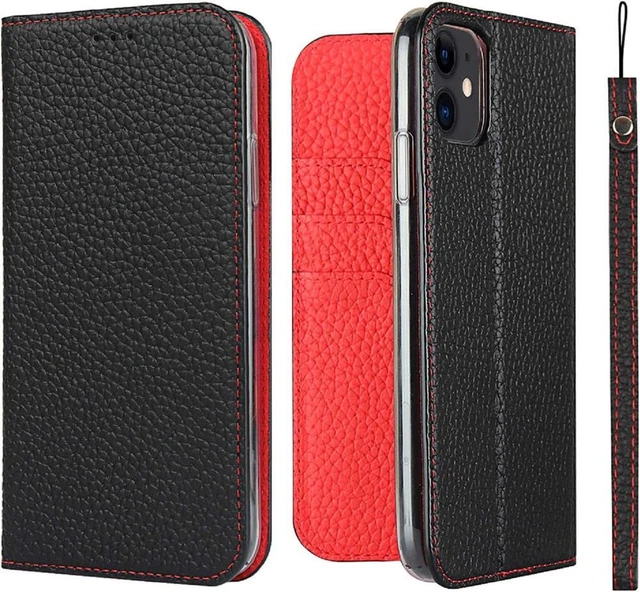 iPhone 11 Wallet Case,Cover with Genuine Leather & RFID Blocking(6.1 inch)-Black