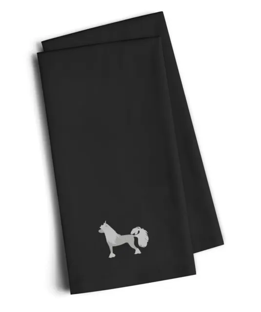 Chinese Crested Black Embroidered Towel Set of 2 BB3443BKTWE