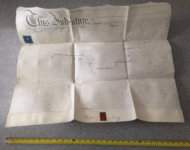 Antique Hand-Written Legal Document Vellum 1846 Mortgage houses in Penzance
