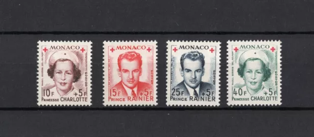 Monaco Croix rouge série dentelée  334A/337A trace de charnière .