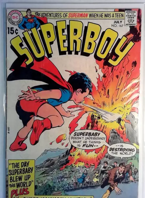 1970 Superboy #167 DC Comics FN 1st Series 1st Print Comic Book