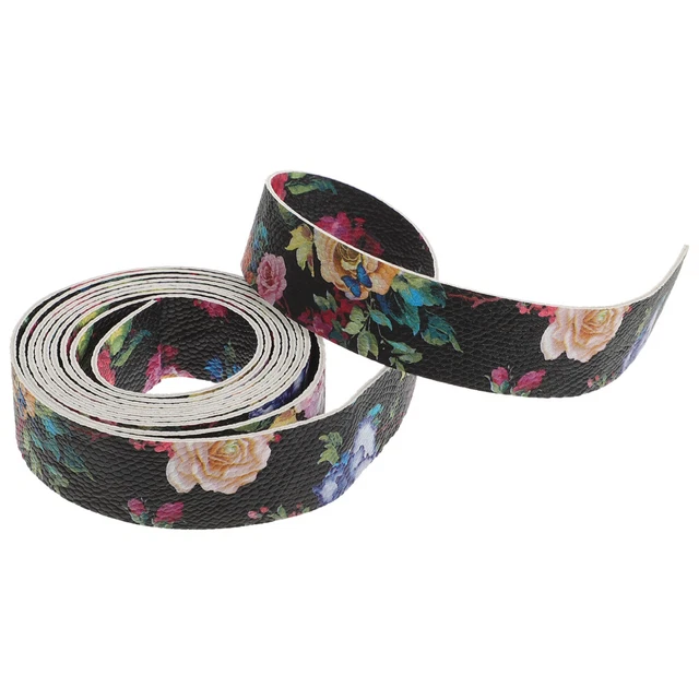 1 rollo patrón floral correa de cuero hágalo usted mismo doble cara rayas de cuero PU joyería artesanía
