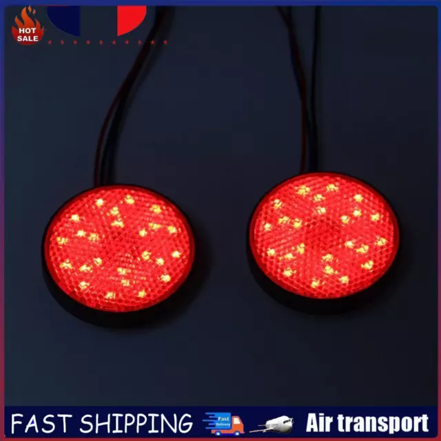 2x Round LED Motorcycle Tail Brake Turn Signal Lights Rear Reflectors (Red) FR