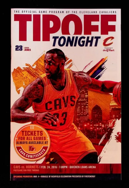 Lebron James Cleveland Cavaliers Hornets NBA Program 2016 Championship Season