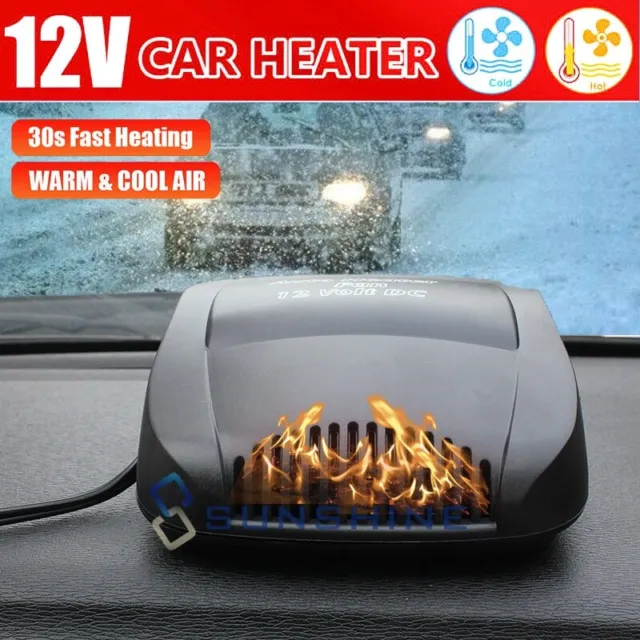 Plug In 180° 150W Portable Ceramic Car Heater 12V DC Vehicle Heating Cooling Fan