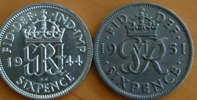 George VI 1937 to 1951 Sixpence 6d Circulated Choose Your Date / Grade