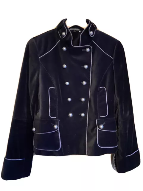 Ladies M&S black military style velvet jacket size 12
