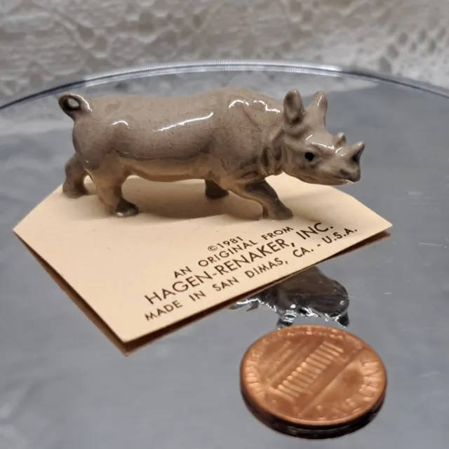 Hagen Renaker Gray Adult Rhino VTG Miniature On Original Tag