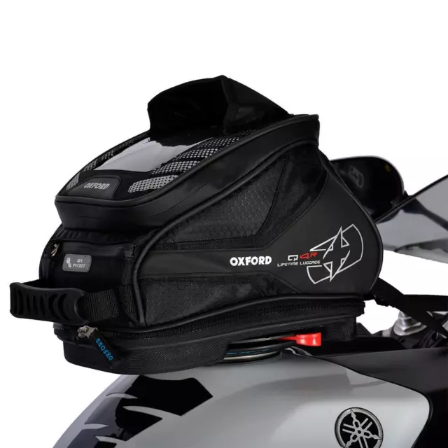 Oxford Q4R Motorcycle Tank Bag Lifetime Quick Release Motorbike Luggage Black