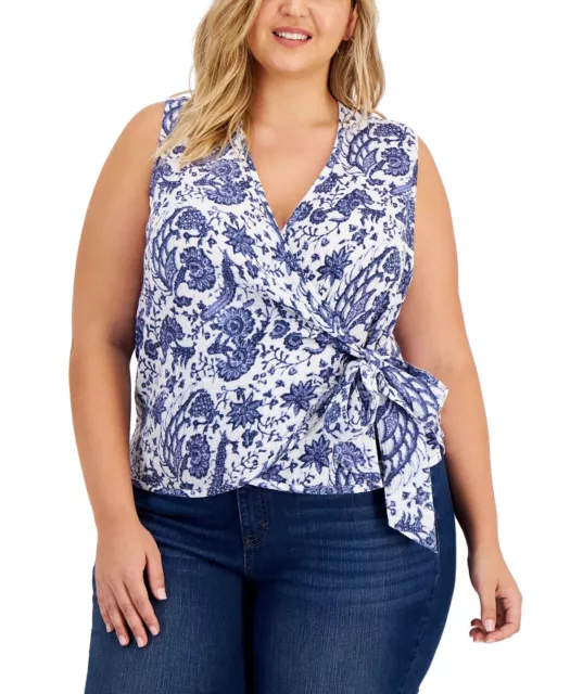 INC International Concepts FRANKI FLORAL Women's Plus Size Wrap Tank, US 0X