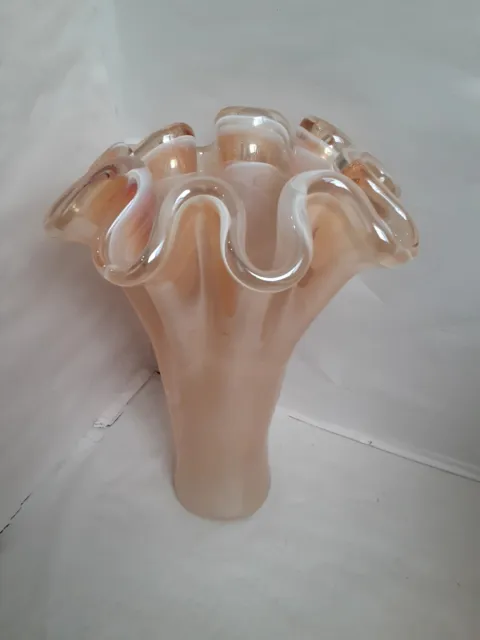 NEW Murano Art Glass  Ruffled Vase, Hand made. Made in Italy