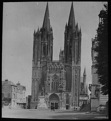 COUTANCES CATHEDRAL FRANCE DATED 1912 PHOTO Magic Lantern Slide
