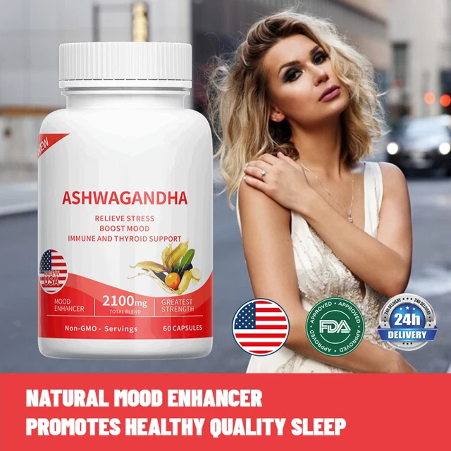 ORGANIC ASHWAGANDHA 1050MG Capsules, Immune&Thyroid Support,Lower Blood