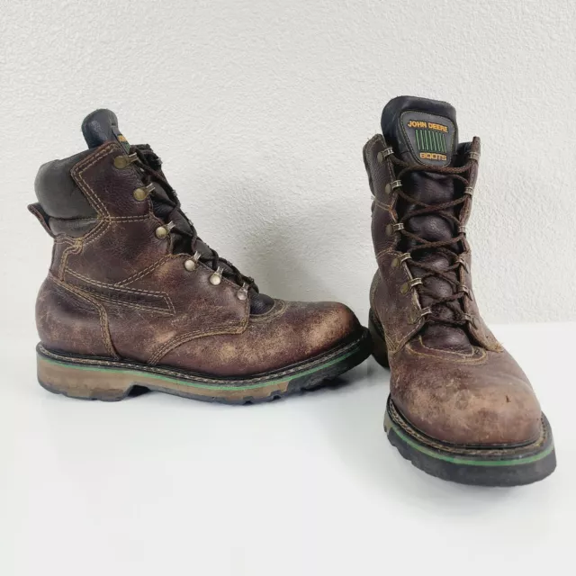 MENS JOHN DEERE 50930 Brown Leather Work Boots Size 11 M MADE IN USA ...