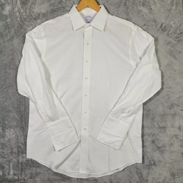 Brooks Brothers Classic Solid White Dress Shirt American Supima Mens 16-33