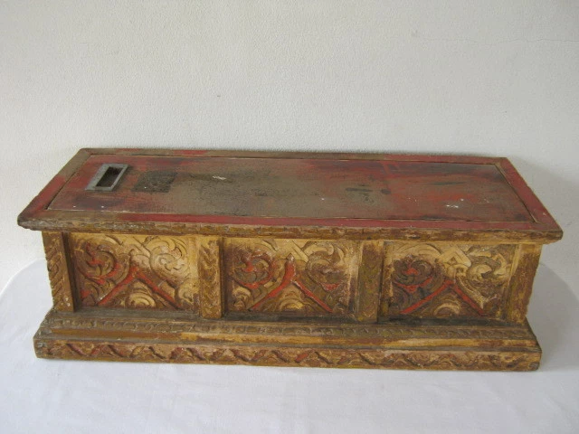 Antique Burmese Thai manuscript Bible box teak