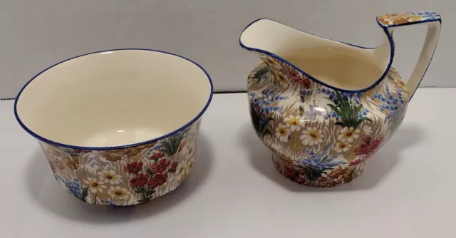 Vintage Royal Winton Grimwades Marguerite Individual Cream & Open Sugar