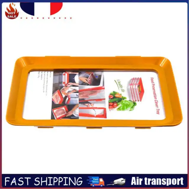Food Preservation Tray Plastic Food Fresh Storage Plates Container (Orange)