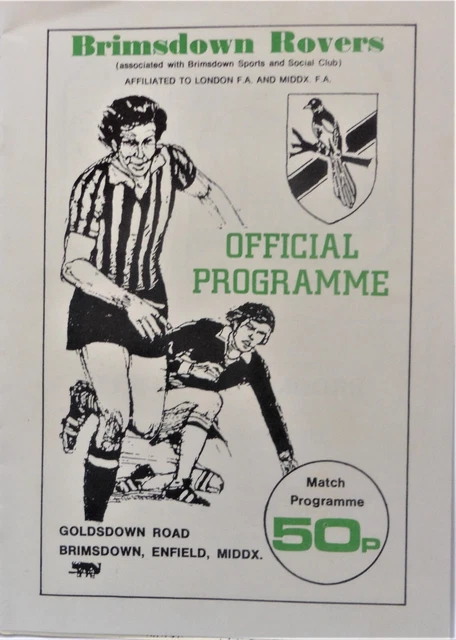 BRIMSDOWN ROVERS V Hanwell Town 28/3/1987 Londres Spartan League ...