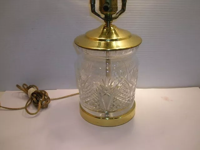 Waterford Crystal And Brass Biscuit Jar Table Lamp  Signed