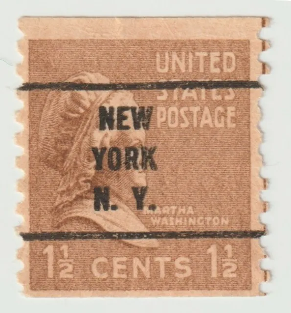 1938-1939 USA - Martha Washington - Precancel "New York" - 1 1/2 Cent Vert Stamp