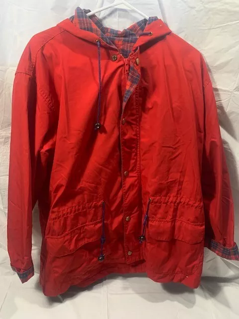 JanSport Womens Full Zip/Snap Hooded Jacket Red Medium Euc