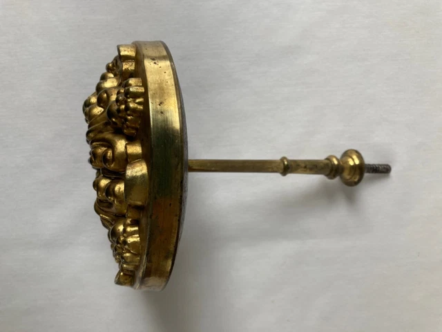 5" Antique Brass Gilt 19th Century Victorian Rosette Curtain Tie Back Hardware 9