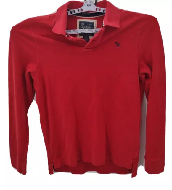 VTG ABERCROMBIE & Fitch Muscle Shirt Mens XL Red Long Sleeve Polo Knit ...