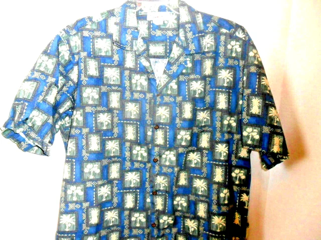 Hawaiian Shirt by Pacific Legend MADE IN HAWAII Blue/Green Size L