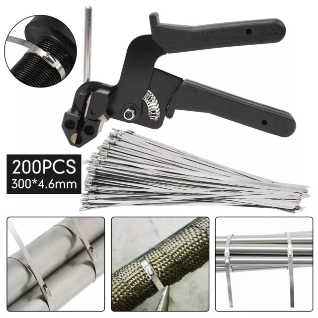 Stainless Steel Metal Cable Zip Tie Fasten Gun Pliers Crimper Tensioner Tools
