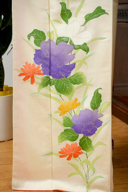 Dear Vanilla Japanese Silk Kimono Women's Robe Gown Authentic Japan Vintage Mint 8