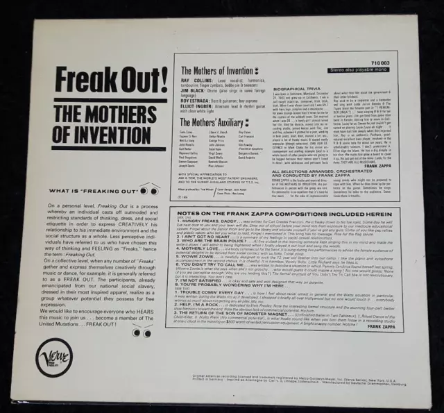 The Mothers Of Invention – Freak Out! (Zappa) 1.press LP 1967 Verve Rec. 710 003 3