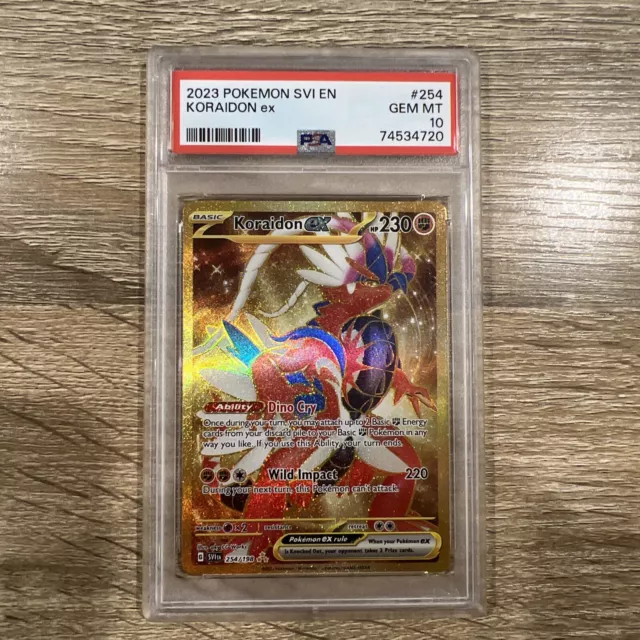 Pokemon Koraidon EX Gold Full Art Secret Rare 254/198 Scarlet and Violet