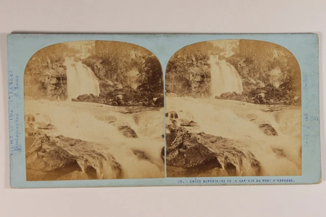 Frankreich Cascade Pyrenäen c1865 Foto Lamy Stereo Vintage Albumin