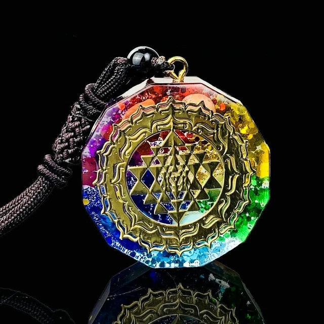 Orgonite Healing Pendant Chakra Crystal Necklace Natural Crystal Resin Energy
