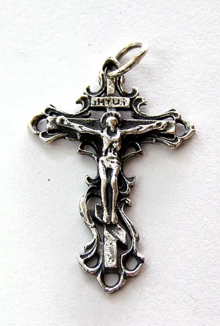 Cross Orthodox Old Slavic Jesus Christ Crucifix sterling silver 925 #a(110)