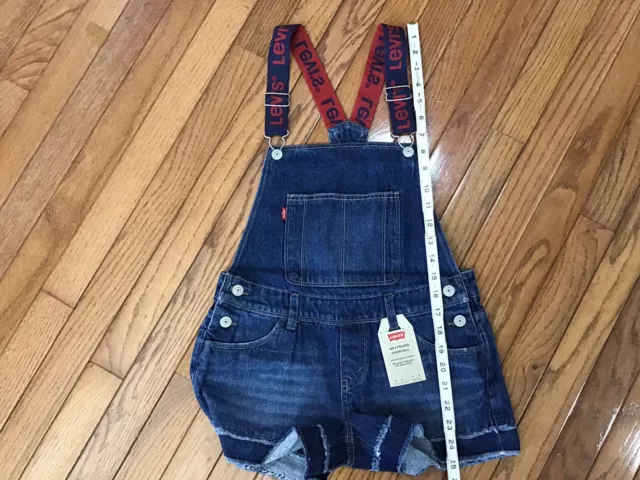 New Levis Shortall Bib Shorts Boyfriend Youth Girl Overall Juniors 14 Reg (T4-16