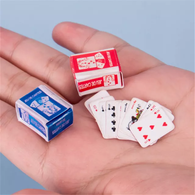 2 Sets 1:12 Miniature Poker Playing Card Dollhouse Scale Toy Accessories Decor