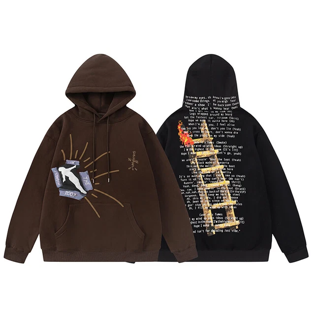 ESAURITO FELPA CON Cappuccio Travis Scott Pi Alta Della Stanza