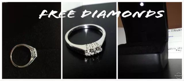 Anello Trilogy Oro 18 Kt Diamanti 0,09 Ct - Fidanzamento - Compleanno - Affare