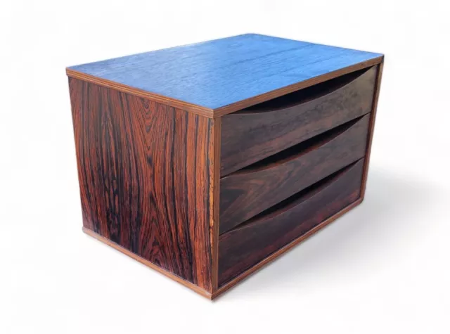 Arne Vodder Danish Modern Rosewood Desk Caddy Dresser Organizing 3 Drawer Box