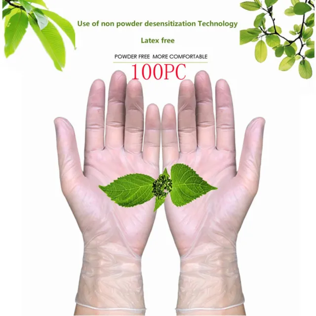 100PCS Disposable Gloves Waterproof Transparent Prevent Chemicals Food Grade M