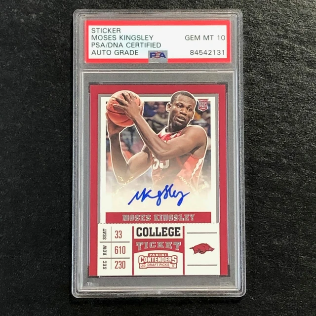 2017-18 Contenders Draft Picks #98 Moses Kingsley Signed Card AUTO 10 PSA Slabbe