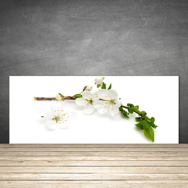 Crédence De Cuisine En Verre 125x50 Cm - Motif Floral Fleurs Jaune/Noir/Orange - Moderne - Neuf