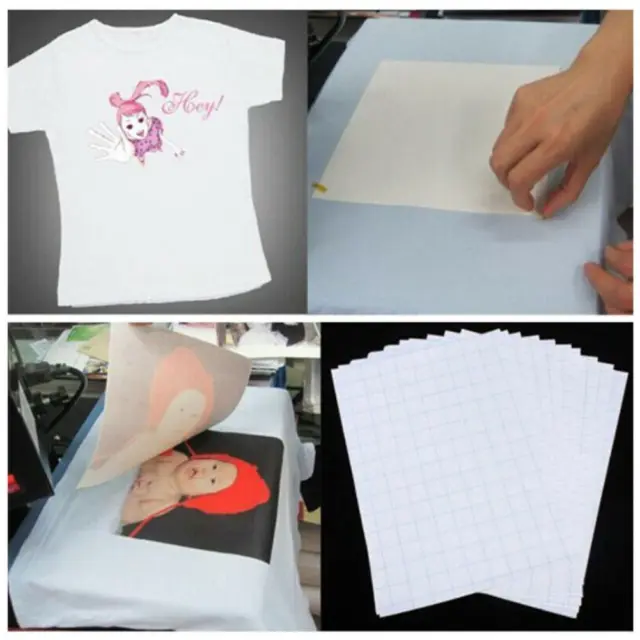 10x/Set T-Shirt Print Iron-on Heat Press Light Dark Paper Transfer Fabric S5Z1