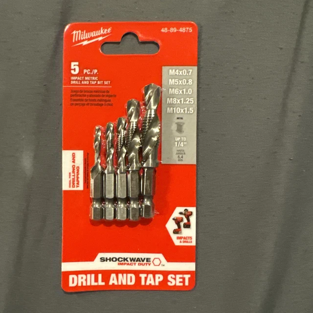 MILWAUKEE SHOCKWAVE METRIC Impact Drill Tap Set 5 Piece (48894875